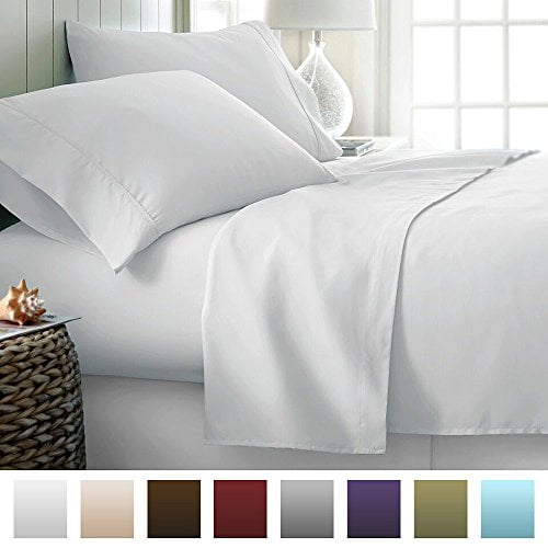 Hypoallergenic Queen Deep Pocket White BLL-4PC-QUEEN-WHITE ienjoy Home Hotel Collection Luxury Soft Brushed Bed Sheet Set 